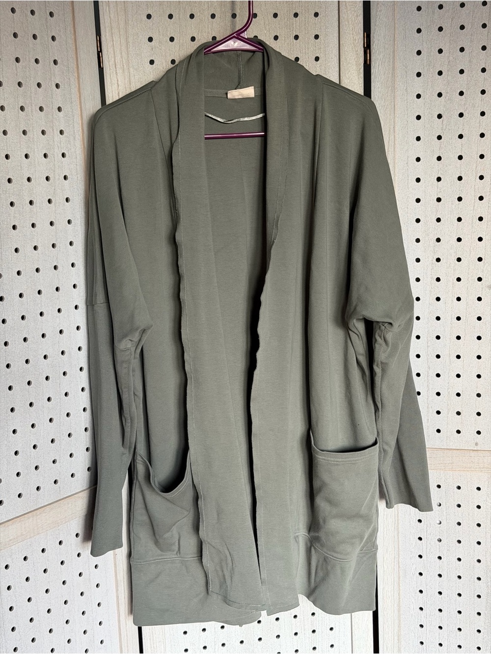 Pact Olive Open-Front Cardigan with Pockets
